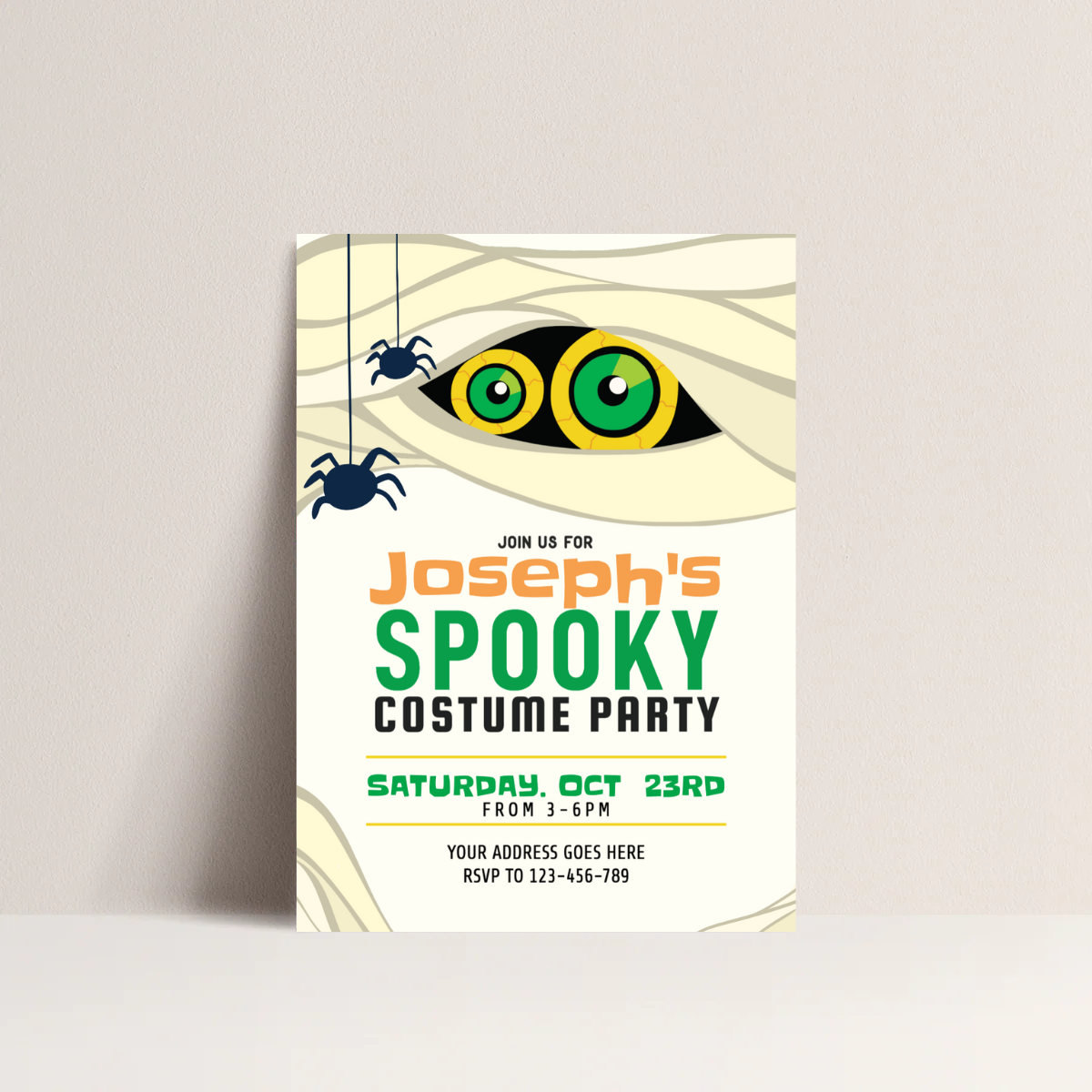 Spooky Mummy Halloween Invitation | Co-Ed Costume Party Template for Kids