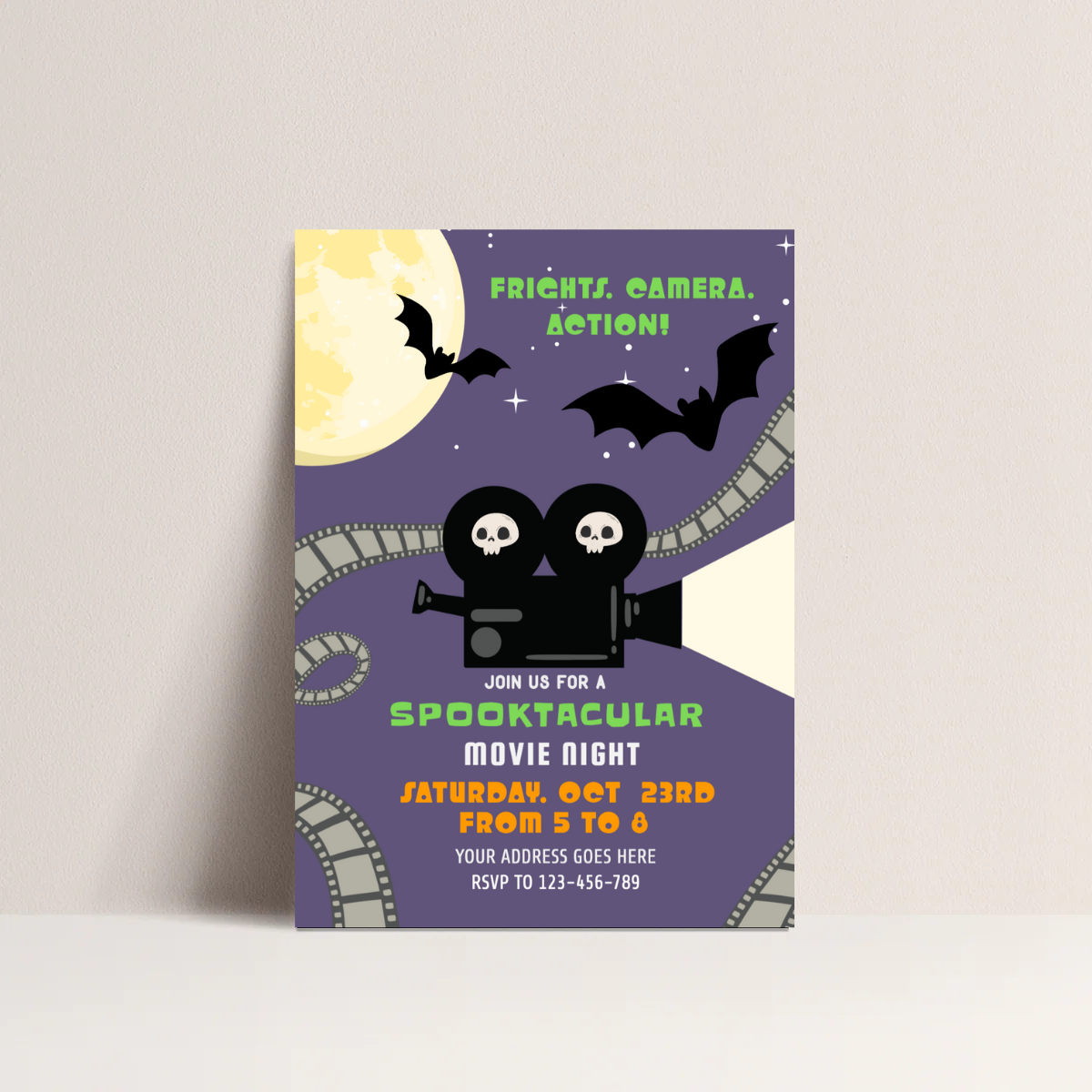 Spooktacular Movie Night Invitation | Editable Halloween Party Template
