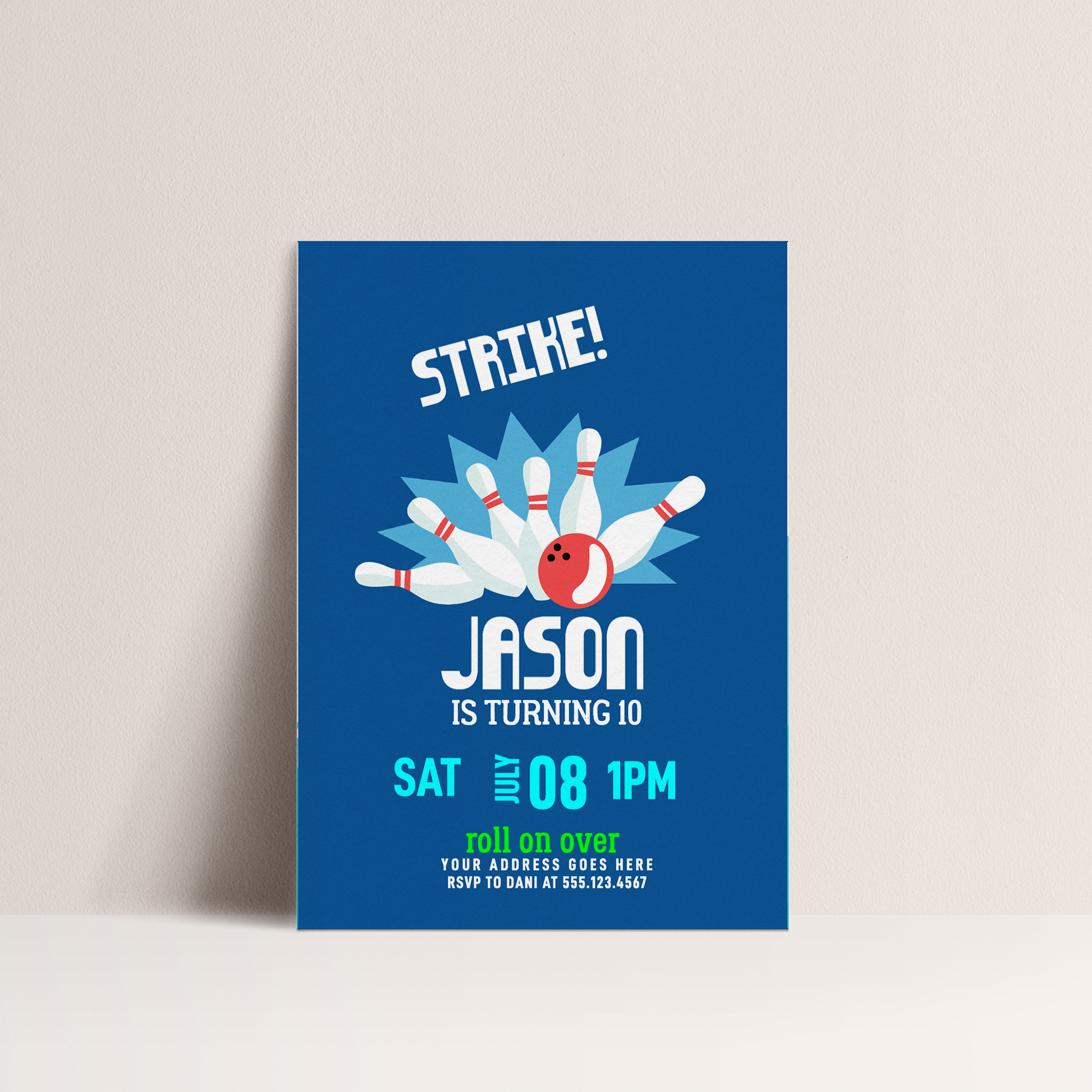 Strike! Bowling Party Invitation – Editable Digital Template
