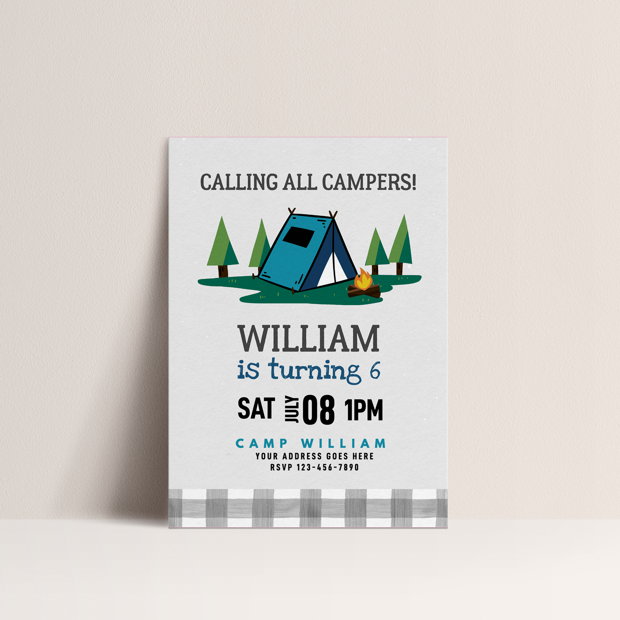 Camp Party Birthday Invitation – Editable Digital Template