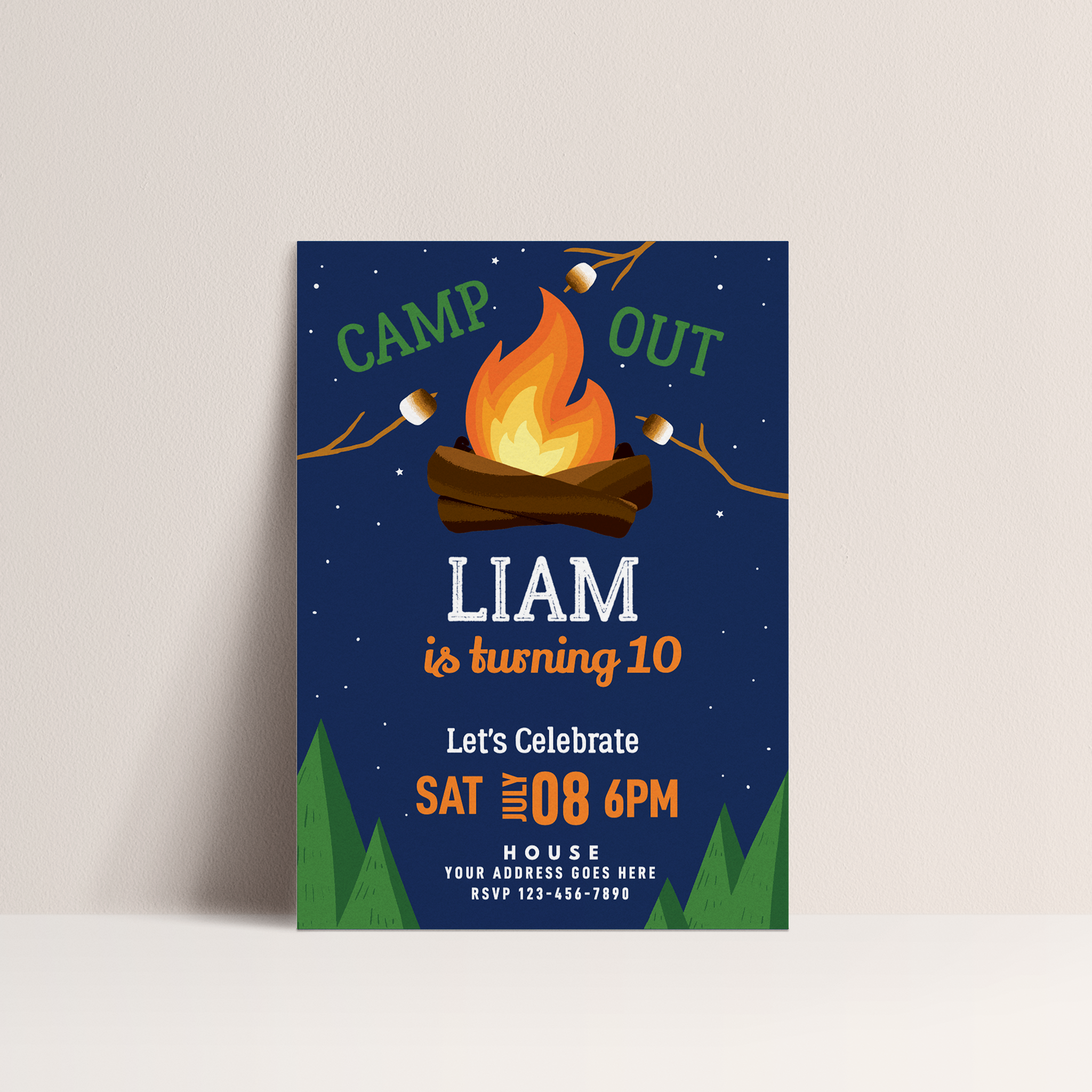 Camp Out Birthday Invitation – Editable Digital Template