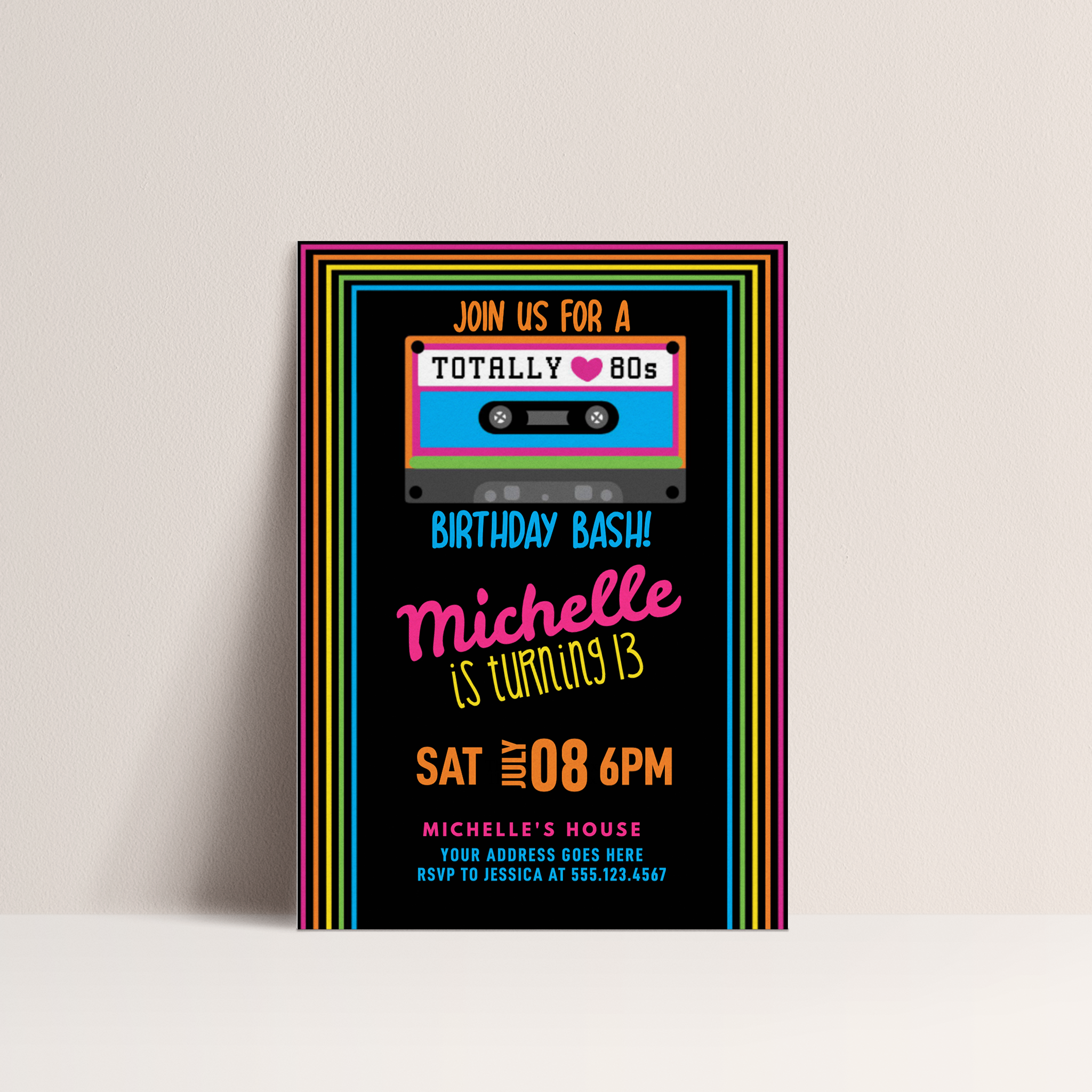 Totally 80s Birthday Invitation – Editable Digital Template