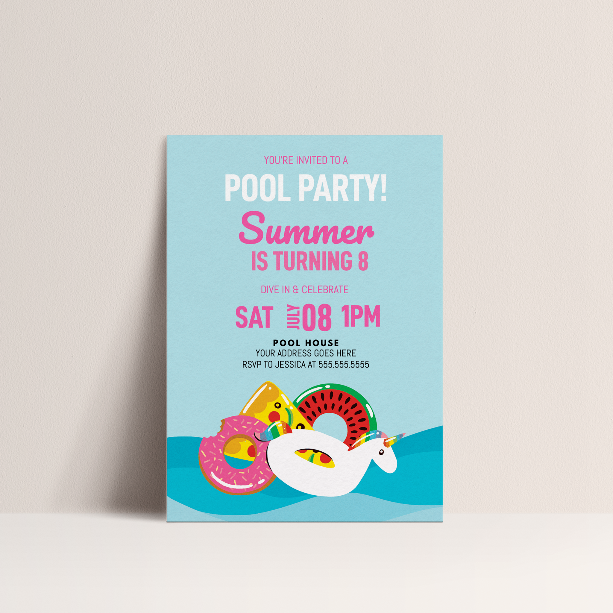 Floaty Pool Party Birthday Invitation – Editable Digital Template