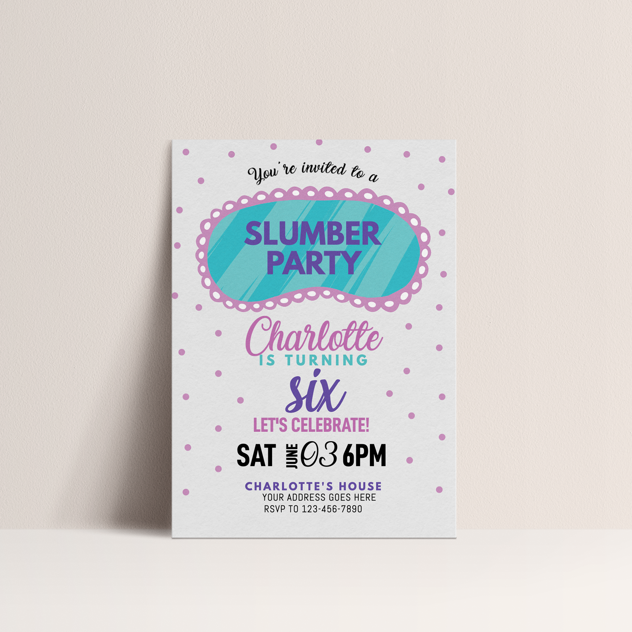 Slumber Party Sleepover Birthday Invitation – Editable Digital Template