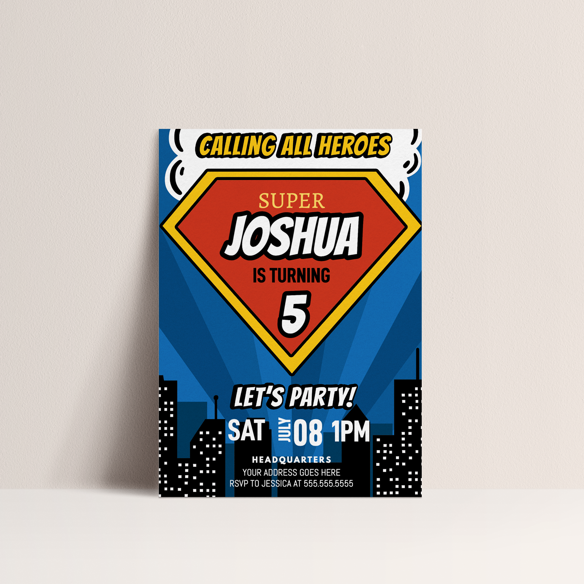 Super Hero Party Birthday Invitation – Editable Digital Template