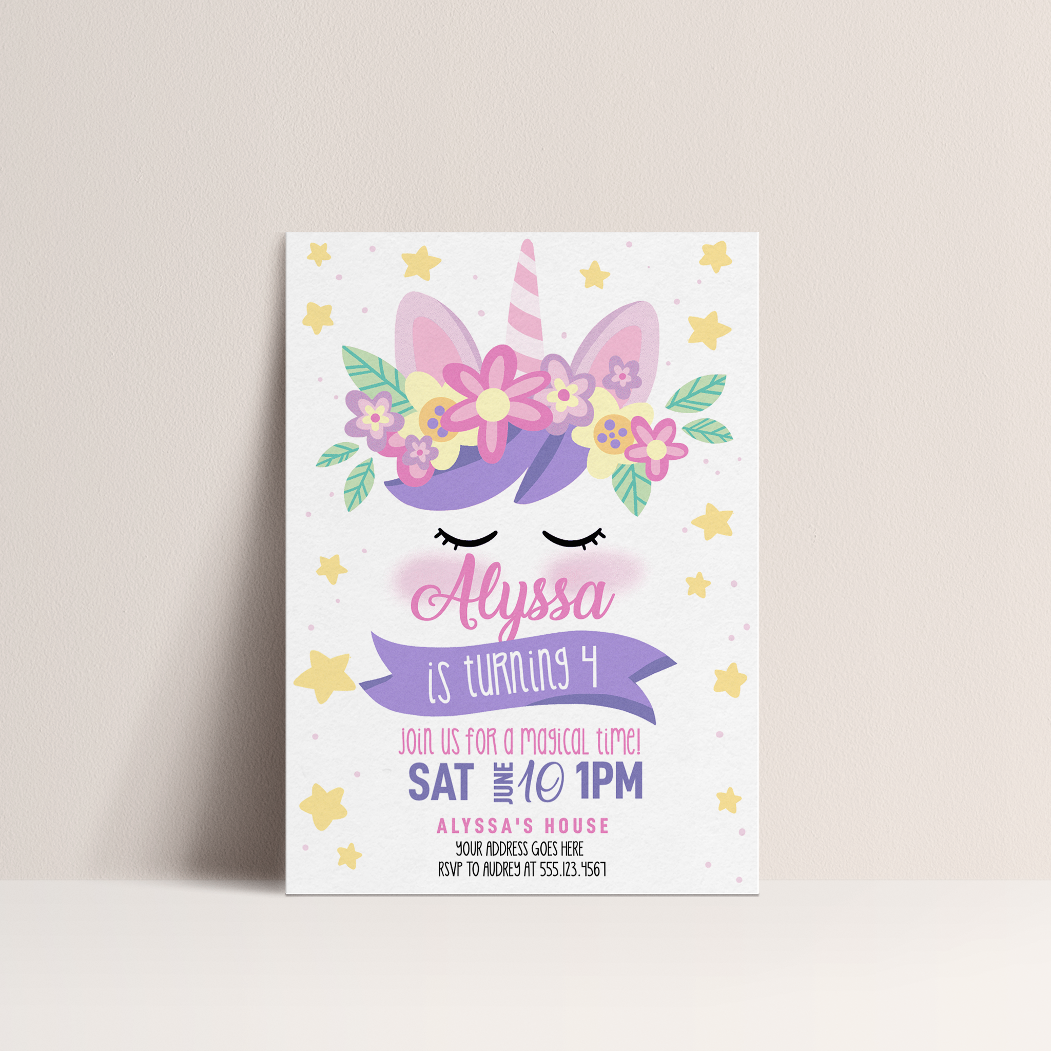 Magical Unicorn Party Birthday Invitation – Editable Digital Template