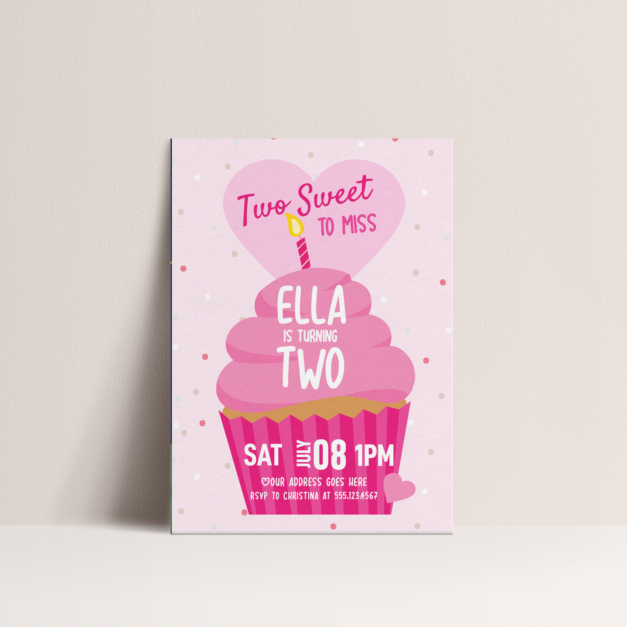 Two Sweet to Miss – Cupcake Birthday Invitation (Editable Digital Template)