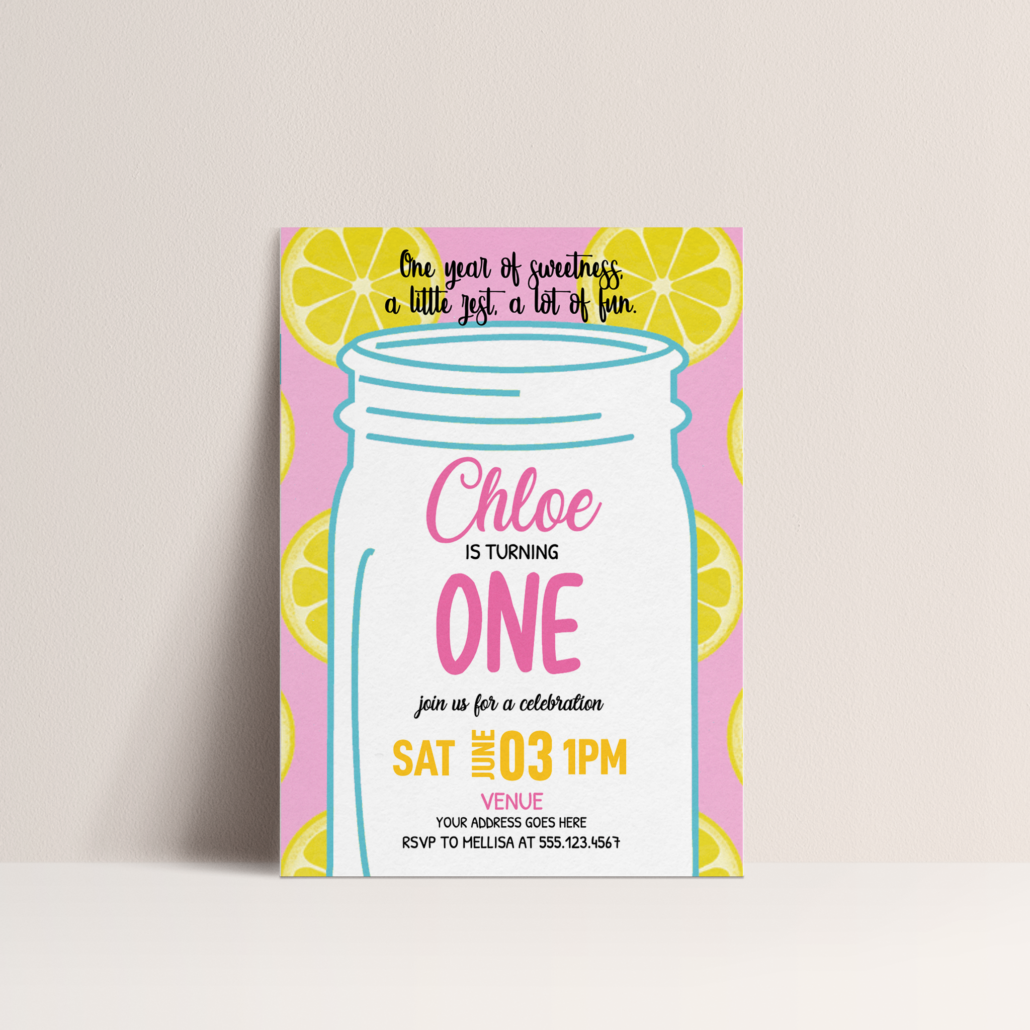 Lemonade Birthday Invitation – Editable Digital Template