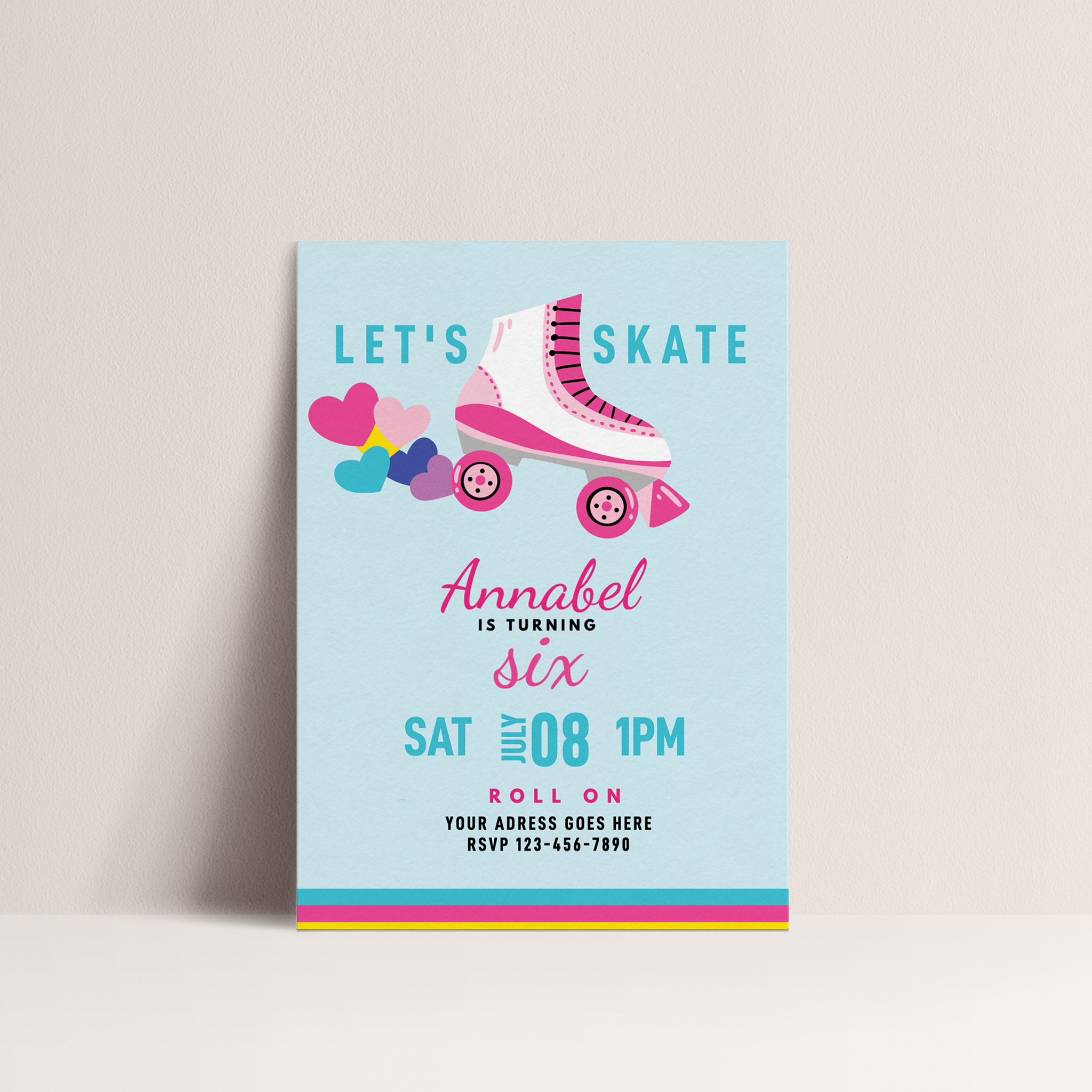 Roller Skate Party Birthday Invitation – Editable Digital Template